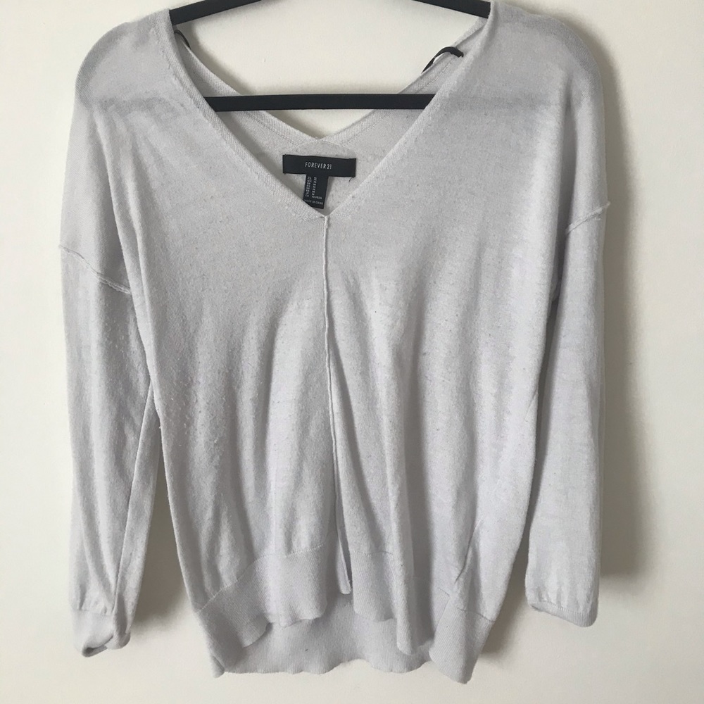 White V-Neck Sweater